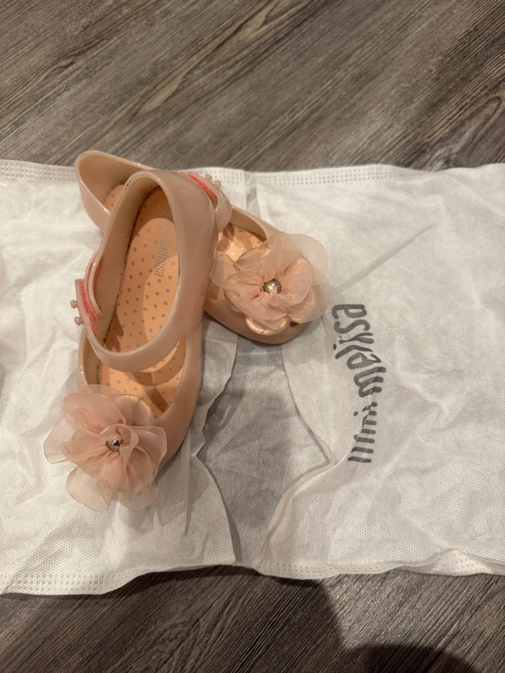 Mini Melissa Girls' Peach Flower Jelly Mary Janes
